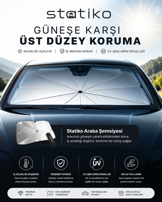 Araba Ön Cam Şemsiyesi - UV Korumalı Gölgelik